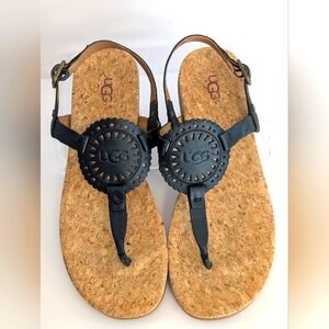 SALE! price UGG Ayden Leather Sandals Ankle Strap Comfort Sun Medallion like new
